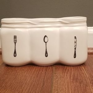 White ceramic utensil holder